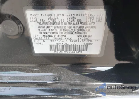 2014 Nissan Versa 1.6 Sv z USA, uszkodzony, nr VIN 3N1CN7AP2EL812898